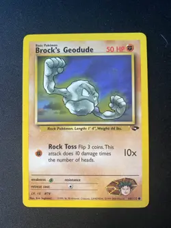Brock's Geodude 68/132 Common Pokemon Gym Challenge Unlimited WOTC NM 2000 - Image 1
