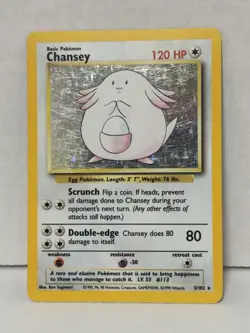 Pokemon TCG Chansey 3/102 Base Set Holo Rare HP - Image 1