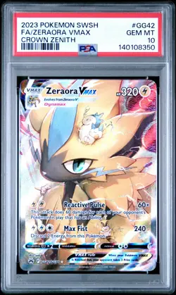 2023 POKEMON SWORD & SHIELD CROWN ZENITH #GG42 FULL ART/ZERAORA VMAX PSA 10 - Image 1