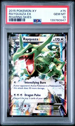 2015 POKEMON XY ROARING SKIES #75 RAYQUAZA EX PSA 10 - Image 1
