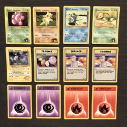 Vintage Pokemon Gym Heroes lot of 8 TCG Blaine Sabrina Poliwag WoTC LP - Image 2