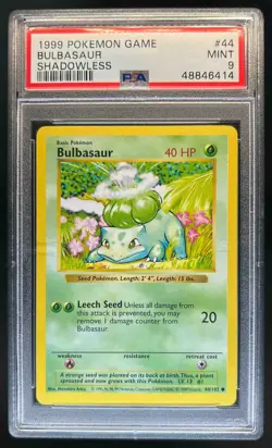1999 Pokemon Shadowless Bulbasaur #44/102 PSA 9 - Image 1