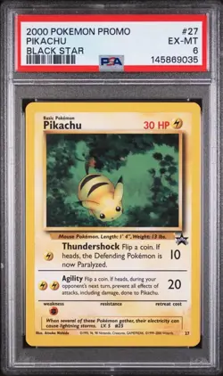 2000 POKEMON PROMO BLACK STAR #27 PIKACHU PSA 6 - Image 1