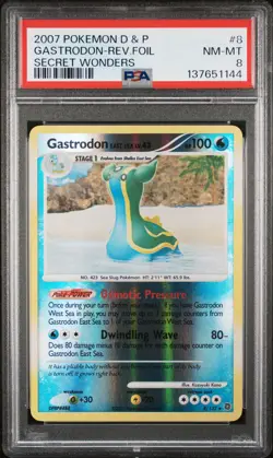 2007 POKEMON DIAMOND & PEARL SECRET WONDER GASTRODON EAST SEA-REVERSE FOIL PSA 8 - Image 1