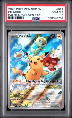 2023 Pokemon SVP En Pikachu Paldea Evolved ETB #027 PSA 10 Gem Mint - Image 1