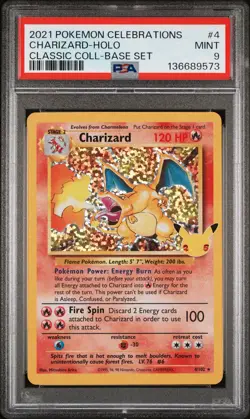 2021 POKEMON CELEBRATIONS CLASSIC COLL #4 CHARIZARD-HOLO PSA 9 - Image 1