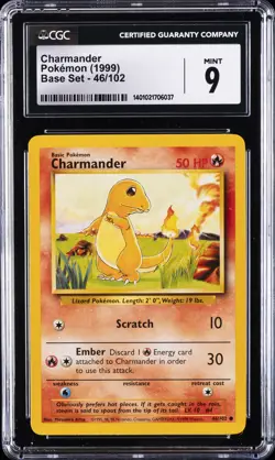 1999 POKEMON BASE SET #46 CHARMANDER CGC 9 - Image 1
