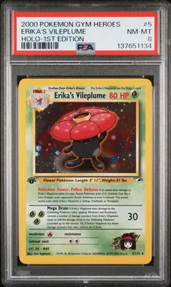 2000 POKEMON GYM HEROES HOLO-1ST EDITION #5 ERIKA'S VILEPLUME PSA 8 - Image 1