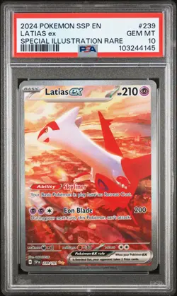 2024 POKEMON SSP EN-SURGING SPARKS SPECIAL ILLUSTRATION RARE LATIAS EX PSA 10 - Image 1