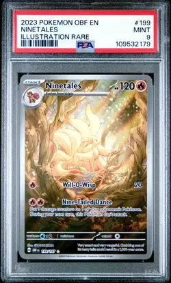 2023 POKEMON OBF EN-OBSIDIAN FLAMES ILLUSTRATION RARE #199 NINETALES PSA 9 - Image 1