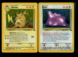 Raichu 14/62 Ditto 3/62 Fossil 1999 Holo Rare Vintage Pokemon Card Lot WOTC - Image 1