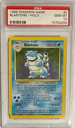 1999 Pokemon Base Set Blastoise Holo #2 PSA 10 - Image 1