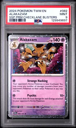 2024 POKEMON TWM EN-TWILIGHT MASQUERADE #082 ALAKAZAM PSA 9 - Image 1