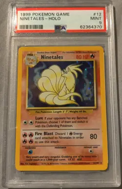 1999 POKEMON BASE SET UNLIMITED #12 NINETALES-HOLO PSA 9 - Image 1