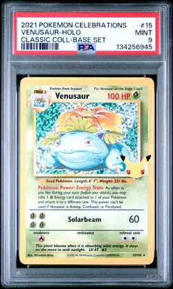 2021 POKEMON CELEBRATIONS CLASSIC COLL #15 VENUSAUR-HOLO PSA 9 - Image 1