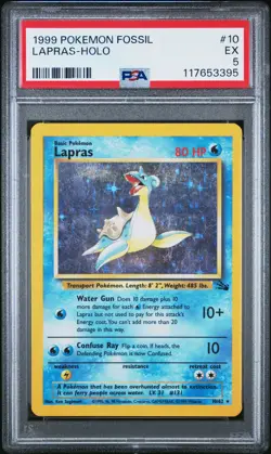 1999 POKEMON FOSSIL #10 LAPRAS-HOLO PSA 5 - Image 1