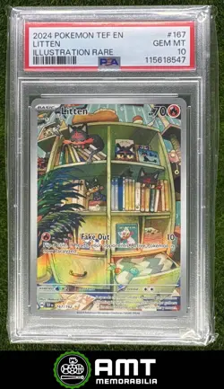 Litten PSA 10 2024 Pokemon Temporal Forces English Illustration Rare 167/162 547 - Image 1