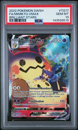 2022 POKEMON SWORD & SHIELD BRILLIANT STARS #TG17 FULL ART/MIMIKYU VMAX PSA 10 - Image 1