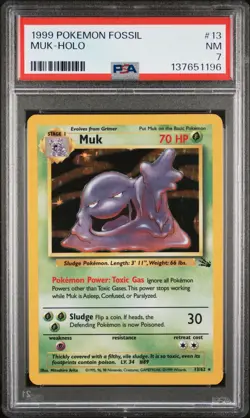 1999 POKEMON FOSSIL #13 MUK-HOLO PSA 7 - Image 1