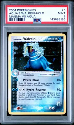 2004 POKEMON EX TEAM MAGMA VS TEAM AQUA #6 TEAM AQUA'S WALREIN-HOLO PSA 9 - Image 1