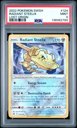 2022 POKEMON SWORD & SHIELD LOST ORIGIN #124 RADIANT STEELIX PSA 9 - Image 1