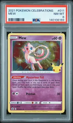 2021 POKEMON CELEBRATIONS #011 MEW PSA 8 - Image 1