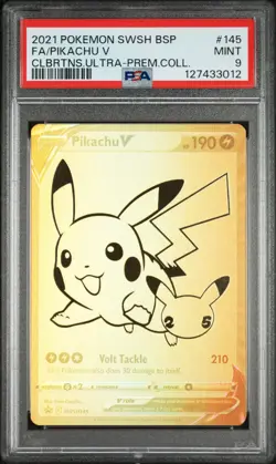 2021 POKEMON SWSH BLACK STAR PROMO #145 FULL ART/PIKACHU V PSA 9 - Image 1