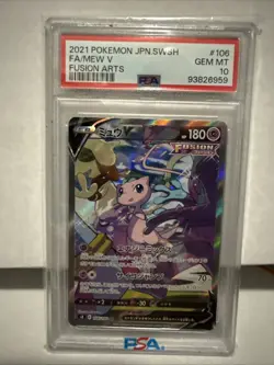 2021 POKEMON JPN SWORD & SHIELD FUSION ARTS #106 FULL ART/MEW V PSA 10 - Image 1