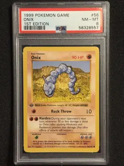 PSA 8 Onix 1st Edition Shadowless 1999 Pokemon #56 NM-MT - Image 1