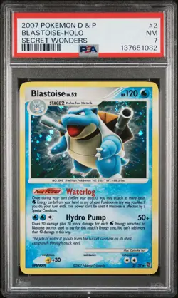 2007 POKEMON DIAMOND & PEARL SECRET WONDERS #2 BLASTOISE-HOLO PSA 7 - Image 1
