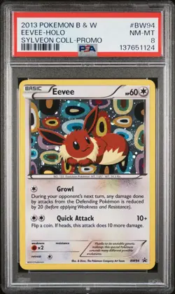 2013 POKEMON B&W PROMO SYLVEON COLL #BW94 EEVEE-HOLO PSA 8 - Image 1