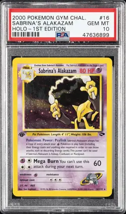 2000 POKEMON GYM CHALLENGE HOLO-1ST ED #16 SABRINA'S ALAKAZAM PSA 10 - Image 1