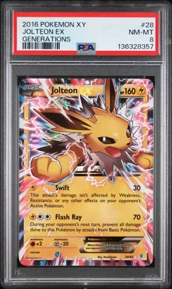 2016 Pokemon Xy Generations Jolteon Ex Generations 28 PSA Nm-mt 8 - Image 1