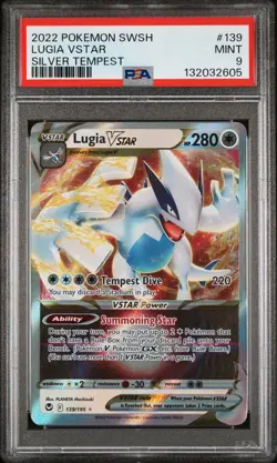 2022 POKEMON SWORD & SHIELD SILVER TEMPEST #139 LUGIA VSTAR PSA 9 - Image 1