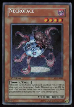 Necroface GLAS-EN090 Secret Rare 1st Edition NA PRINT NAME SHIFT ERROR Yu-Gi-Oh - Image 1