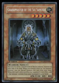 Grandmaster of the Six Samurai STON-EN000 Secret Rare 1st Edition Yu-Gi-Oh - Image 1