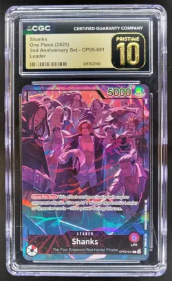 2025 ONE PIECE CCG SHANKS LEADER 2ND ANNIVERSARY OP09-001 PRISTINE CGC 10 A PT - Image 1