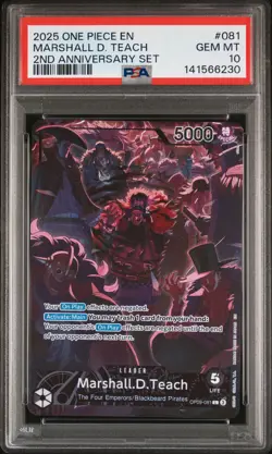 2025 ONE PIECE ENGLISH 2ND ANNIVERSARY SET OP09-081 MARSHALL D TEACH PSA 10 - Image 1