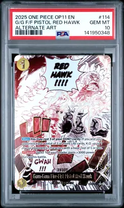 One Piece - OP11-114 Gum-Gum Fire-Fist Pistol Red Hawk - Event Manga PSA 10 - Image 1
