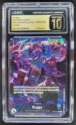 2025 ONE PIECE CCG BUGGY 2ND ANNIVERSARY LEADER OP09-042 CGC 10 PRISTINE A PT - Image 1