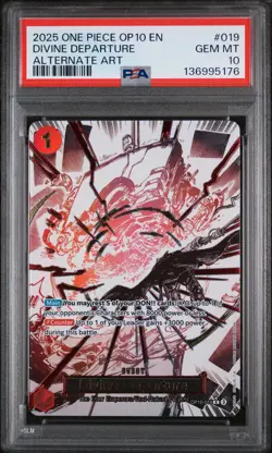2025 ONE PIECE OP10-ROYAL BLOOD ALTERNATE ART #019 DIVINE DEPARTURE PSA 10 - Image 1