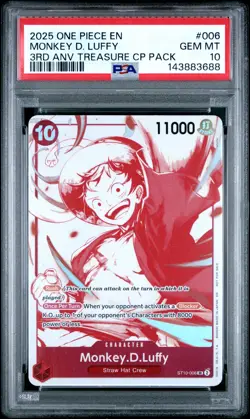 2025 ONE PIECE 3RD ANNIVERSARY TREASURE CAMPAIGN PACK#006 MONKEY D. LUFFY PSA 10 - Image 1
