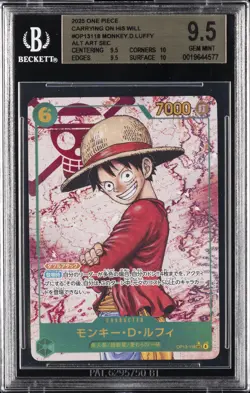 2025 ONE PIECE CARRYING ON HIS WILL ALT ART SEC #OP13118 MONKEY D. LUFFY BGS 9.5 - Image 1