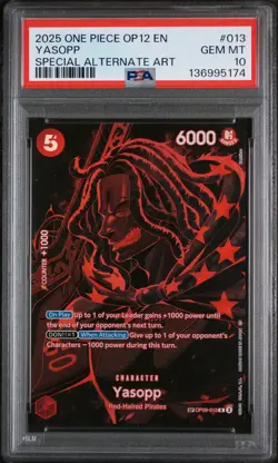 2025 ONE PIECE OP12-LEGACY OF THE MASTER SPECIAL ALTERNATE ART YASOPP PSA 10 - Image 1