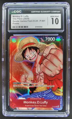 2024 ONE PIECE CCG MONKEY D. LUFFY BANDAI GAMES FEST PROMO P-001 CGC 10 C PT - Image 1