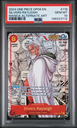 2024 ONE PIECE OP08-TWO LEGENDS MANGA ALTERNATE ART #118 SILVERS RAYLEIGH PSA 10 - Image 1