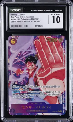 2025 ONE PIECE JPN #EB02-061 MONKEY D. LUFFY CGC 10 GEM MINT - Image 1