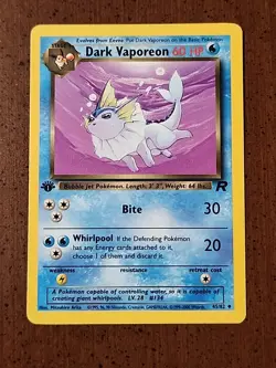 🔥🔥1st Edition Dark Vaporeon Team Rocket Pokemon Card 45/82 Uncommon LP🔥🔥 - Image 1