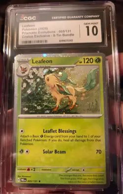 Pokemon Leafeon Holo Prismatic Evolutions 005/131 120HP CGC 10 TCG Card Costco - Image 1