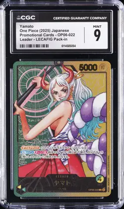 2025 ONE PIECE JPN PROMO CARDS LEADER LECAFIG PACK-IN #OP06-022 YAMATO CGC 9 - Image 1